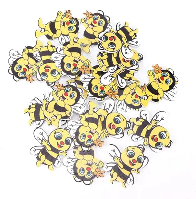Produktbild von Bunte Holzknöpfe im Cartoon-Design - 40 Stück