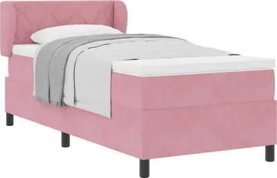 Produktbild von vidaXL Boxspringbett mit Matratze mit Kopfteil Rosa 90 x 190 cm Samt