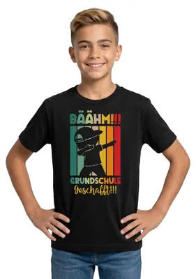 Produktbild von Spreadshirt Bäähm Grundschule Geschafft Teenager T-Shirt, 134/146 (9-11 Jahre), Schwarz