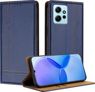 Produktbild von Handyhülle für Xiaomi Redmi Note 12 4G Leder Flip Klappbare Schutzhülle mit Standfunktion Blau