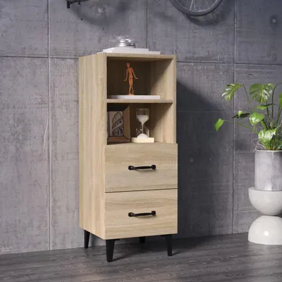 Image de vidaXL Sideboard Chêne Sonoma 34,5x34x90 cm Matériau dérivé du bois