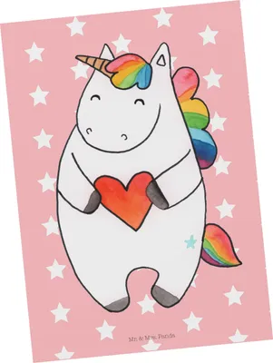 Produktbild von Mr. & Mrs. Panda Postkarte Einhorn Herz - Rot Pastell - Geschenk, Freundin, Lustig, Grußkarte, Einhörner, bildkarte, Postkarten, Unicorn, Fotokarte, Ansichtskarten