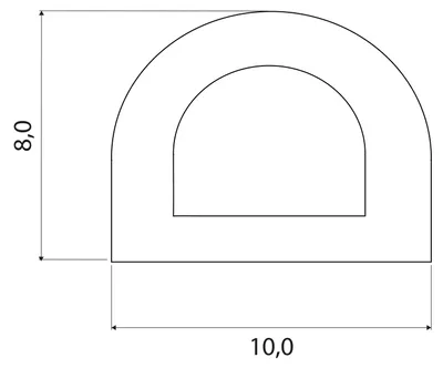 Produktbild von DP28 SIL Silikonschaum Halbrundprofil D-Profil 10x8 mm Gummidichtung Türdichtung