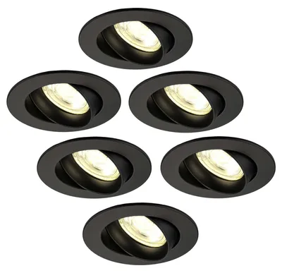 Produktbild von Ledvion 6er Set LED Einbaustrahler Rund Schwarz 3W dimmbar Warmweiss