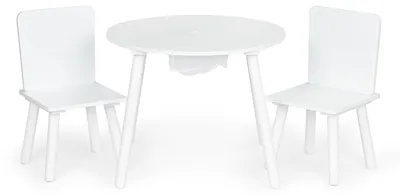 Obrázek produktu pro EcoToys WH135 Dětská sada nábytku, kulatý stolek + 2 židle, otvor na hračky, bílá