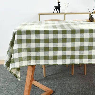 Gingham Tafelkleed 135x220 cm Grün Rechteckig
