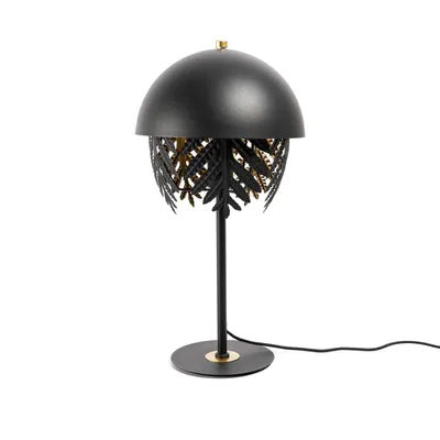 Produktbild von Lucande Aparas Tischlampe Blattoptik, schwarz-gold