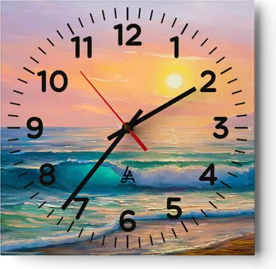 Produktbild von Wanduhr - Quadrat - Glasuhr - Meer Welle Ufer - 40x40cm - Schleichendes Uhrwerk - Lautlos - zum Aufhängen bereit - Dekoration Modern - Wanddekoration aus Glas - C4AC40x40-3915
