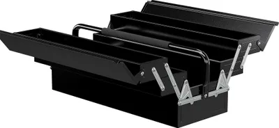 Produktbild von 3-stufiger Werkzeugkoffer aus Stahl, 56x20x41 cm, schwarz