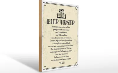 Produktbild von Holzschild  Bier Unser in Ewigkeit Gebet, 40x30 cm, Holzschilder Spruch Alkohol Beer
