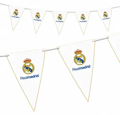 Fußball-Girlande, 12 Karton-Wimpel, offizielles Wappen, Dekoration