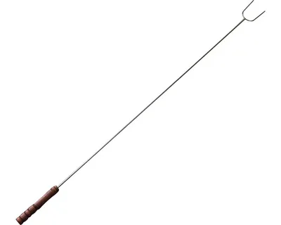Produktbild von Extra lange Bratgabel 100 cm aus Edelstahl mit Holzgriff, Doppelspitzen für Grill und Lagerfeuer