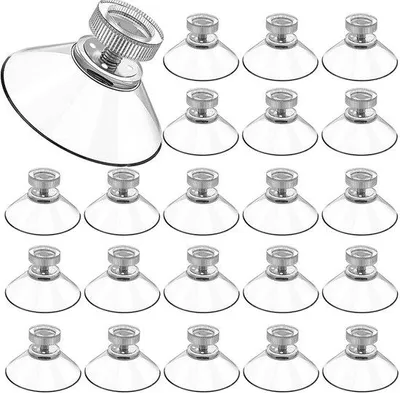 Produktbild von Unyqoos® 20er-Set transparente PVC-Saugnäpfe mit Gewinde, Ø 30 mm – starke Haftung auf Glas, Fliesen & Metall, wiederverwendbar, ohne Bohren