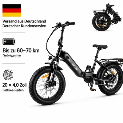 Produktbild von PIXAR F213 20 Zoll Klapp-E-Bike Fatbike, 36V 14,5Ah Akku, Shimano 7-Gang, LCD-Display, Scheibenbremsen & Federgabel