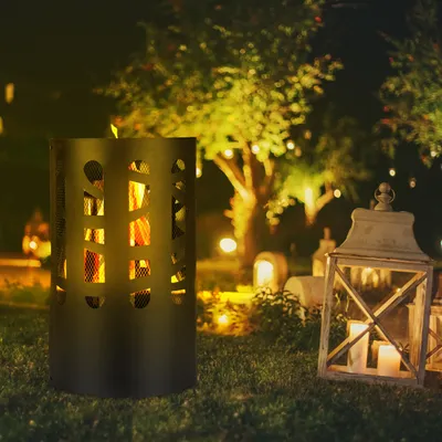 Produktbild von Relaxdays Feuertonne, Stahl, Feuerrost, Schürhaken, Funkenschutz, HxD: 60 x 37 cm, Feuerkorb Garten & Terrasse, schwarz