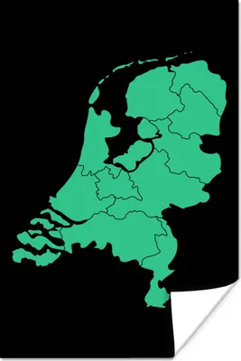 Produktbild von MuchoWow® Poster Karte - Niederlande - Mintgrün 40x60 cm - Plakate für die Wand - Poster Babyzimmer