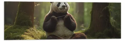 Productafbeelding van Vlag - Panda - Dier - Bos - 90x30 cm Foto op Polyester Vlag