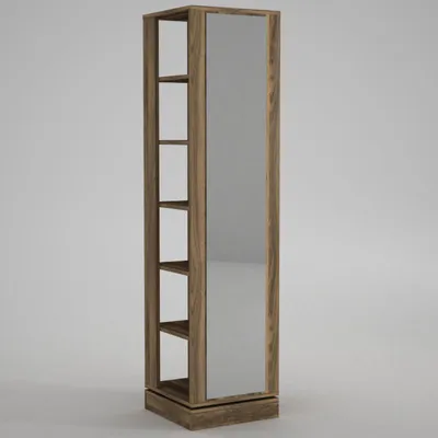 Image de Meuble d'entrée vestiaire en panneau mélaminé noyer avec miroir 44,8 x 180 x 44,8 cm