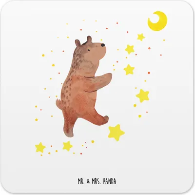 Produktbild von Mr. & Mrs. Panda Tischuntersetzer Bär Träume 10er Set - Weiß - Geschenk, Träumen, Untersetzer für Gläser, Tassen, Traumdeutung, Glas-Untersetzer, Tassen-Untersetzer