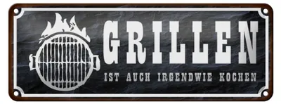 Produktbild von Blechschild Spruch 27x10cm Grillen ist auch Kochen Dekoration