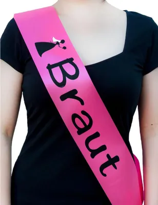 Produktbild von Oblique Unique Schärpe Braut mit Strauss JGA Junggesellinnenabschied Hen Party pink