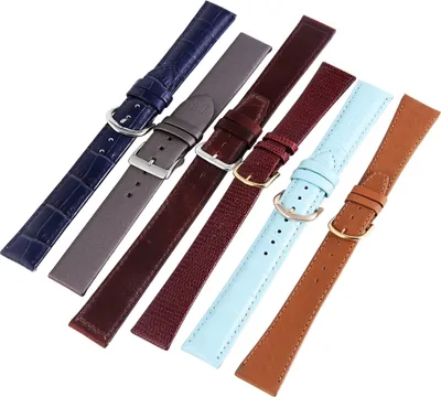 Produktbild von Steinmeister ErsatzArmband Echtleder-Uhrenarmbänder, verschiedene Farben, 18 mm, 12 Stück