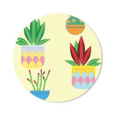 Produktbild von MuchoWow® Mauspad Mousepad Pflanzen - Blumentopf - Muster - Regenbogen 20x20 cm - Mousepads - Maus Mat - Pad - Mausunterlage - Schreibtischmatte