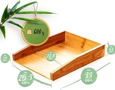Produktbild von Ablagefach Dokumentenfach edles Design Maße: 25,3 x 5,8 x 33 cm Bambus