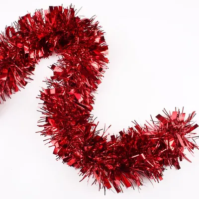 Lametta-Girlande 8 m, rot, glitzernd, für Weihnachtsbaum