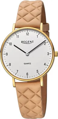 Produktbild von Regent Damenuhr Edelstahl-Armbanduhr Analog Lederarmband orange D2URBA854