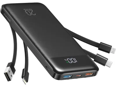 Productafbeelding van Charmast powerbank met geïntegreerde kabels, 22,5W, 20000 mAh, snellaadfunctie