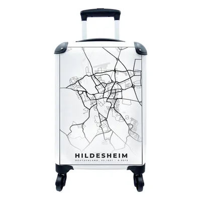 Produktbild von MuchoWow® Koffer Handgepäck Trolley Rollkoffer Kleine Reisekoffer mit 4 Rollen - Hindesheim - Karte - Stadtplan - Cabin Size < 55x40x23 cm & 55x40x20 cm - Fotokoffer - Kabinenkoffer - Boardgepäck - Reise-Box - Reisekoffer - Reisegepäck - Koffer mit Bild - Trolley für Kinder