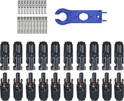 Produktbild von 10 Paar Solaranschluesse mit Schraubenschluessel Solarpanel-Kabelstecker Stecker und Buchse Solarpanel-Anschluesse MC4