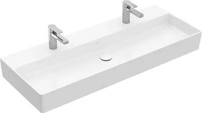 Produktbild von Villeroy & Boch Memento 2.0 Wandwaschbecken, 2 Hahnlöcher, mit Überlauf, geschliffen, 1200x470mm, 4A22CK01