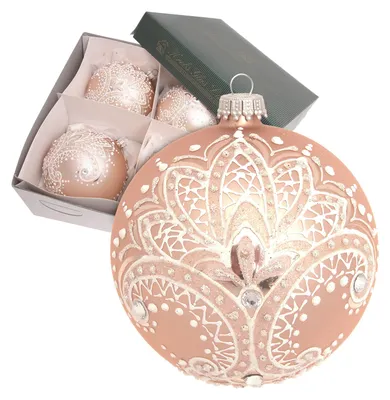 Produktbild von Krebs Glas Lauscha Glaskugel 4er Set in Pink - 10cm - Christbaumschmuck aus Glas - 24247