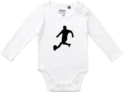 Produktbild von Huuraa Baby Body Fußball Soccer 80 White  Baumwolle Fairtrade Langarmbody Geschenkidee