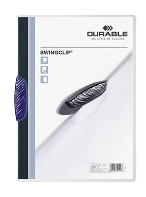 Image de DURABLE Chemise avec clip SWINGCLIP® 30 A4 transparent, Bleu foncé, 226007