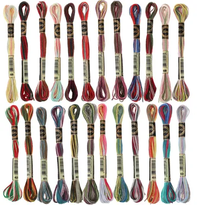 Stickgarn-Set 24 Stränge, 8 m, Farbverlauf, Kreuzstich, Handarbeit