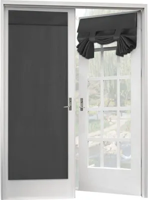 Produktbild von Französischer Türvorhang 2er-Set mit wärmeisoliertem Blackout-Glastür-Vorhangpaneel mit Klettverschluss Tricia-Vorhang, 2 Paneele, 26 x 68 Zoll, Dunkelgrau