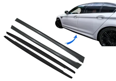 Immagine prodotto di Paraurti laterali sportivi per BMW Serie 5 G30 G31 dal 2017 al 2023, design M5, colore nero.