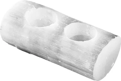 Produktbild von Selenit 2 Log Teelichthalter 14,5x6cm – Handgefertigter Halter für Teelichter