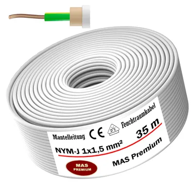 Produktbild von 35m Feuchtraumkabel Stromkabel Mantelleitung NYM-J 1x1,5 mm² Elektrokabel