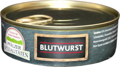 Produktbild von Pfälzer Spezialitäten Blutwurst Vollkonserve 200g Dose