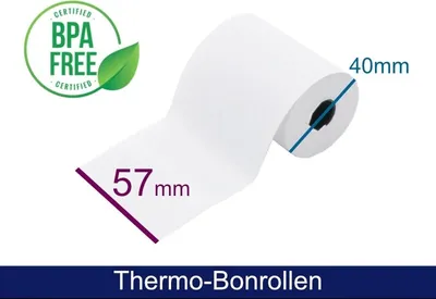 Produktbild von Thermorolle - 57 40 12 (B/D(max.)/K) mit Lastschrifttext, 18m, 48g