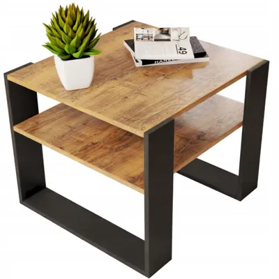 Produktbild von Couchtisch LANCELOT/Schwarz 55x55 Cm Loft Retro Wohnzimmertisch