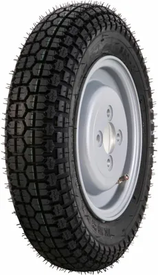 Obrázok produktu pre Kolesá KENDA K303 3.50-8 bezdušové SIP 2.15-8 v striebornej hliníkovej farbe pripravené na použitie