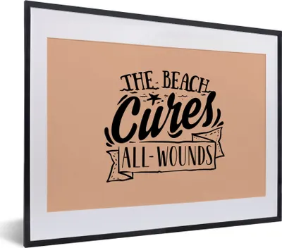 Produktbild von MuchoWow® Gerahmtes Poster Sommer - Strand - Rosa 40x30 cm - Poster mit Schwarzem Bilderrahmen Wandposter Rahmen Foto Bilder - Bilderrahmen - Poster im Rahmen