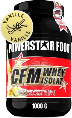 Immagine prodotto di Powerstar 100% CFM WHEY ISOLAT 1000 g | 96,5% di proteine nella sostanza secca | Proteine del siero di latte in polvere per lo sviluppo muscolare | Proteine in polvere ottenute da latte di pascolo | Vaniglia