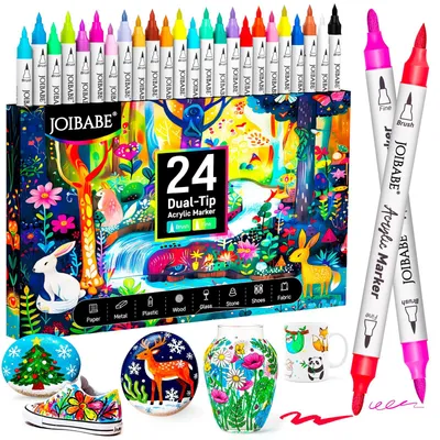 Acrylmarker-Set, 24 Farben, leuchtende Stifte für Kunst & Basteln