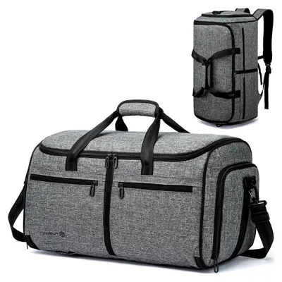 Produktbild von Kleidersack Reisetasche Herren, 58L Anzugtasche Handgepäck Business mit Schuhfach & Rucksackfunktion, 3 in 1 Große Kleidertasche Anzugsack Reise Tasche Damen, Grau